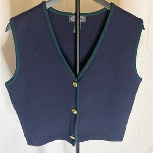 Charter Club Dark Blue Vest with Forest Green Edging